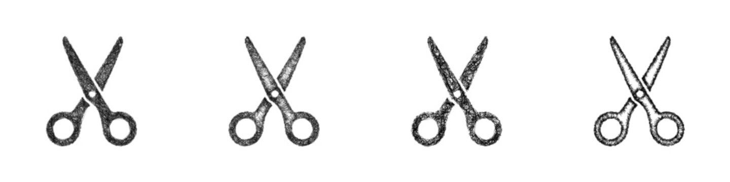 Sketch scissors icon design set