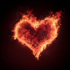 Fototapeta premium Fiery Heart Symbol on Black Background