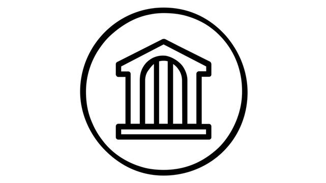 Central Bank Digital Currency CBDC Vector Icon, Minimalist Line Art Illustration of a Digital Coin with a Bank Building Symbol, Scalable Graphic for Finance, Banking, and Crypto Technology.