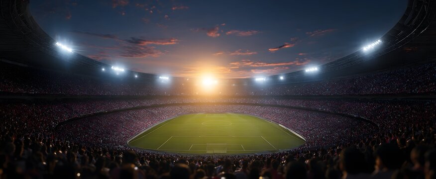 The stadium packed with spectators watching an intense sports event unfold.