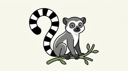 Fototapeta premium Lemur sitting on a branch.
