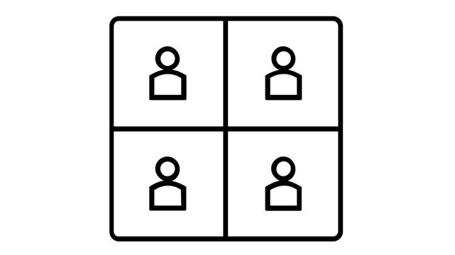 Workforce planning vector icon featuring a calendar grid with multiple user profile symbols, representing team scheduling, resource allocation, and human resources management illustration.