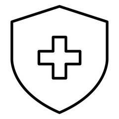 Fototapeta premium Shield Plus, Medical Protection and Health Safety Line Icon. Editable Stroke Insurance, Healthcare and Emergency Symbol