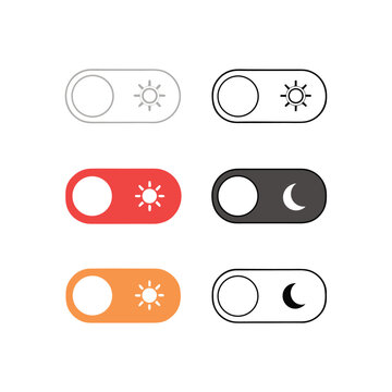 Collection of colorful and monochrome toggles representing day and night modes