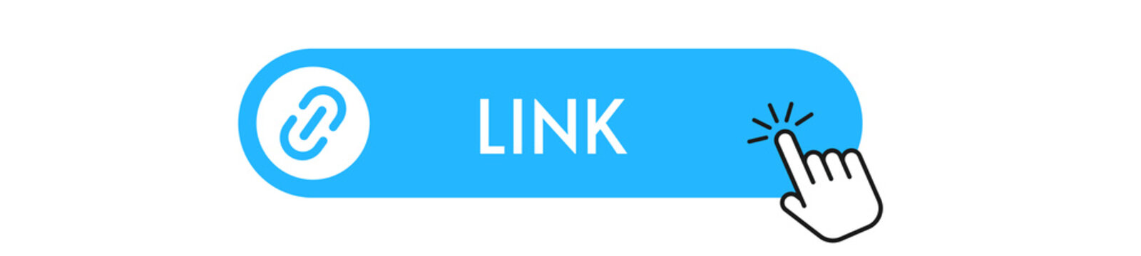 Link Button Vector. Blue Hyperlink Click Banner. Isolated Call To Action Design. Modern Web Interface Illustration
