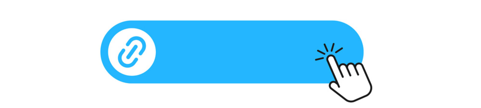 Blue Link Button Vector. Click Action Banner Illustration. Isolated Hyperlink Interface Design. Modern Web Element
