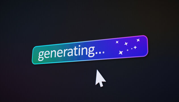 Illustration of a fictional website featuring an artificial intelligence (AI) button.