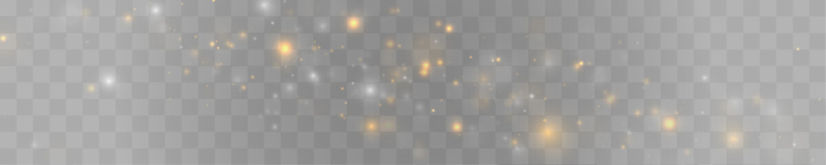 Fototapeta premium White and gold dust particles with radiant shimmer and soft floating glow. Elegant luminous blend creates dreamy magical atmosphere. Perfect design element for visuals. vector