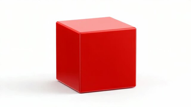 A red rubik's cube toy sitting on a white surface.