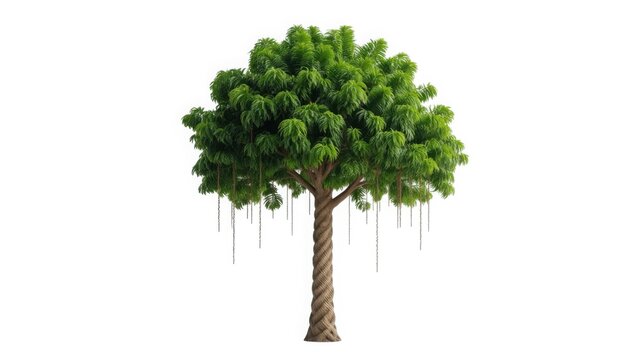 tropical pachira aquatica money tree isolated on white background