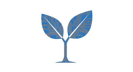 Digital plant sprout with circuit board pattern for green technology innovation. © raigen