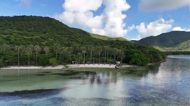 Aerial View of Karina Beach Karimunjawa Tropical Coastline Clear Water Indonesia