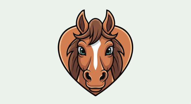 Heart-shaped horse head with vibrant blue eyes and a white blaze