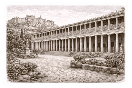 Stoa of Attalos, the Agora, Athens Illustration