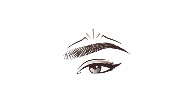 Illustrated eye and eyebrow with dramatic liner, artistic sketch