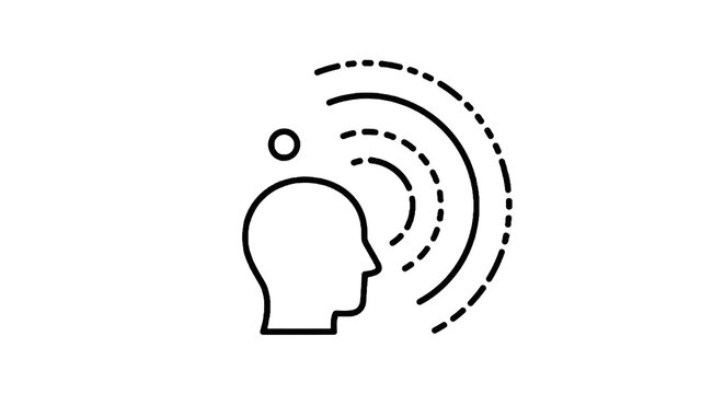 Human Head with Sound Waves Emitting.