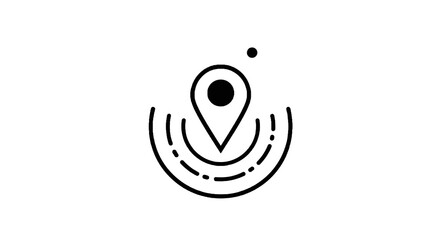 Obraz premium Location pin icon with signal waves.