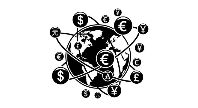Global Currency Exchange Rate Symbols.