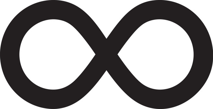 Simple black infinity symbol icon design isolated on transparent background, Vector