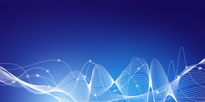 Blue elegant abstract dynamic lines. Business and office theme. Abstract stylish wave background illustration. Depth of field settings. 3D rendering.