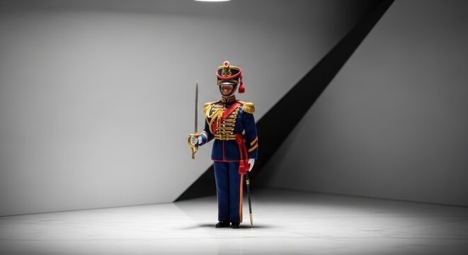 Miniature Soldier Doll in Ceremonial Uniform, Gigapixel Detail v2