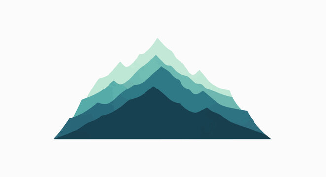 Layered mountain range depicted with varying shades of blue and green