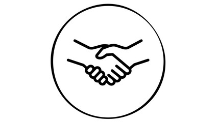 Obraz premium Minimalist handshake vector icon illustration symbolizing a successful business deal, professional agreement, and corporate partnership. Clean black line art design for trust and cooperation.