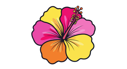 Vibrant colorful hibiscus flower illustration on white background © widodo