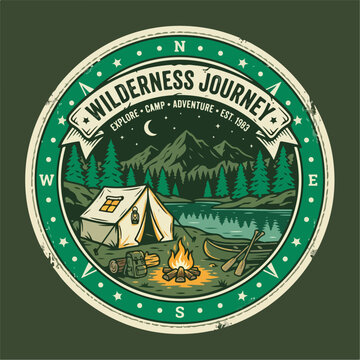 Wilderness camping adventure logo design.