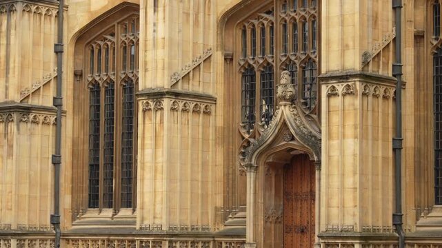 Ornate Gothic stonework details on historic Oxford architecture