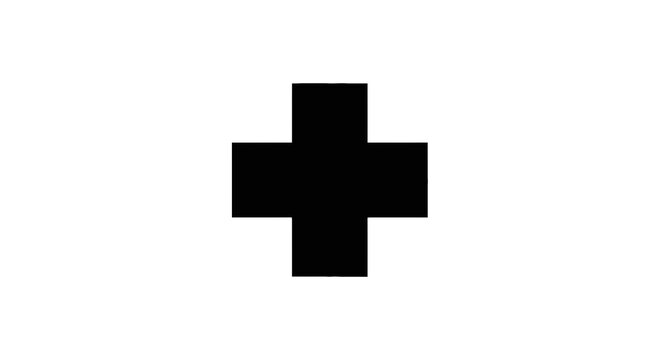 Black Cross Medical Symbol Icon.