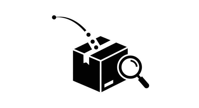 Black box with magnifying glass searching.