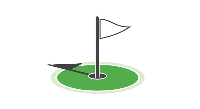 Golf Hole Flag Stick Green Course.