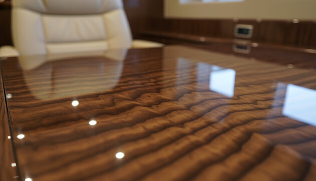 Highly polished fumed eucalyptus wood veneer texture with 3D rippled grain