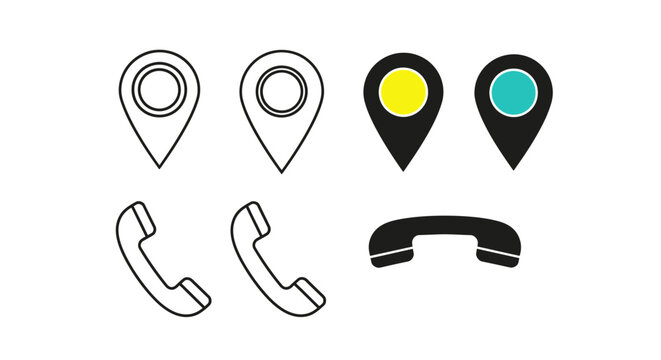 Collection of phone and location icons.