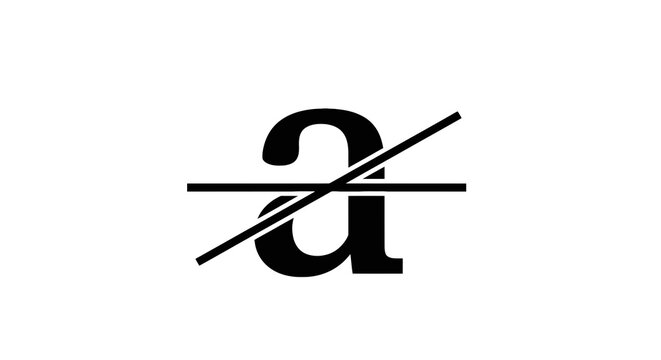 Strikethrough letter a symbol mark.