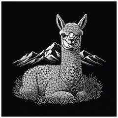 Obraz premium Detailed illustration of a llama animal.