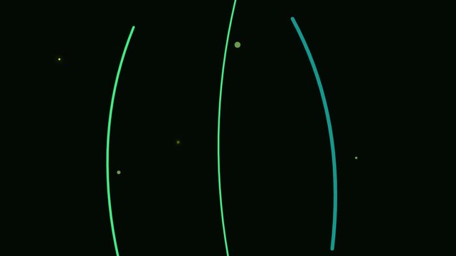 Minimal abstract animation of glowing neon lines moving smoothly on a dark background with subtle particles. Perfect for futuristic visuals, tech themes, backgrounds and digital motion design.