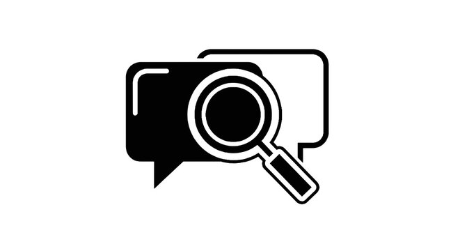Black and white magnifying glass icon.