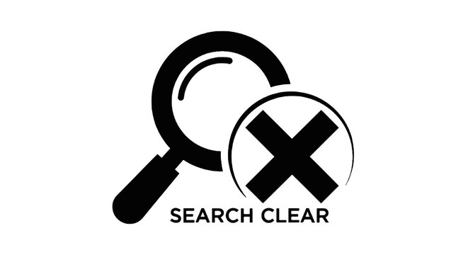 Magnifying glass with clear search.