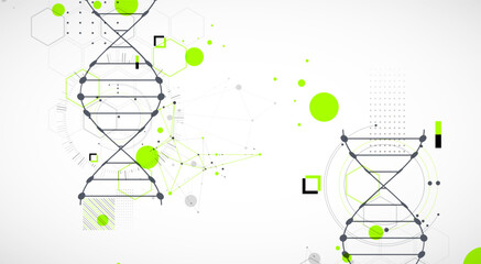 Fototapeta premium Abstraction on a scientific medical theme. Creative image of a DNA molecule with art elements.