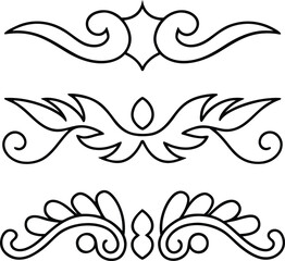 Fototapeta premium Three varied calligraphic border elements for adding elegant stylistic touches to pages
