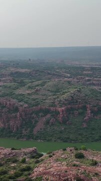 Vertical Aerial View of Gandikota Canyon and Pennar River Andhra Pradesh India