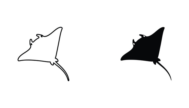 Elegant manta ray silhouette icon for marine life and ocean conservation themes in vector format