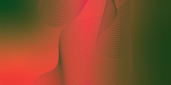 Abstract crimson and green wave lines with soft gradient and sleek modern tech vector background
