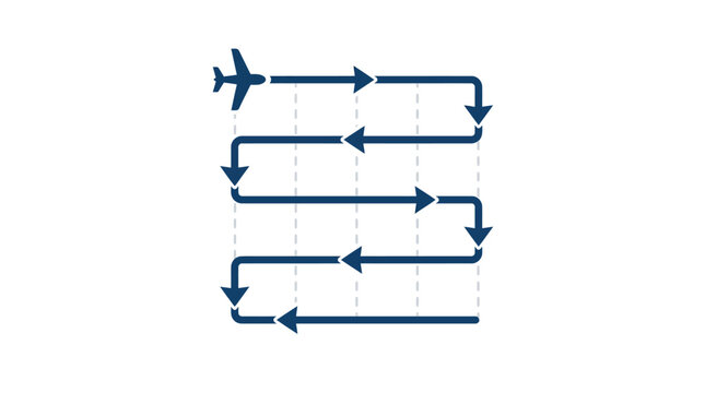 Airplane flight path diagram with directional arrows