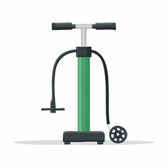 Fototapeta premium Green Bicycle Floor Pump with Hose and Handle