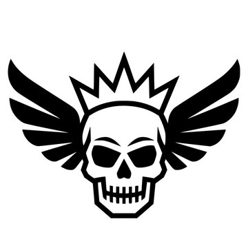  king  skull in crown with wings  vector icon 