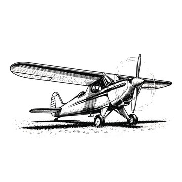 Vintage Biplane Aircraft On Ground.