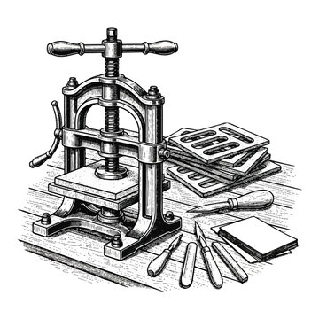 Vintage letterpress printing machine tool.
